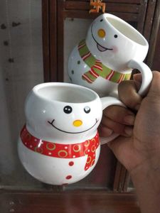 Snowman Ceramic Coffee Mugs - Set of 2