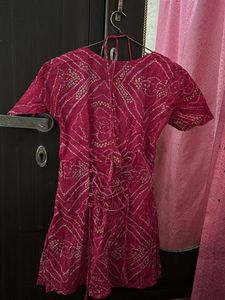 Vibrant Pink Bandhani Print Kurti
