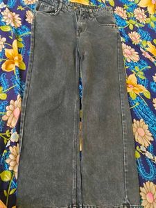 Wide Leg Washed Denim Jeans