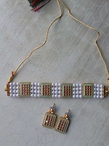 Elegant Pearl & Stone Necklace Set
