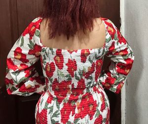 Floral Print Smocked Dress