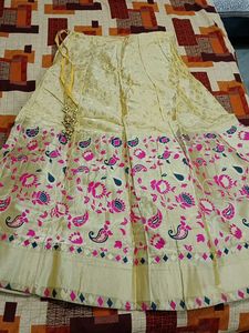Beautiful Cream & Pink Lehenga Skirt