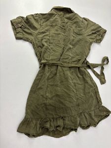 Green Button-Up Shirt Dress with Belt