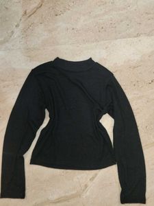 Black Long Sleeve Mock Neck Top