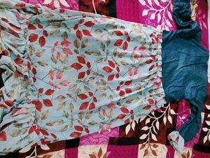 Chic Denim &amp; Floral Midi Dress