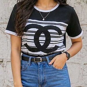 Stylish Black &amp; White Striped T-Shirt