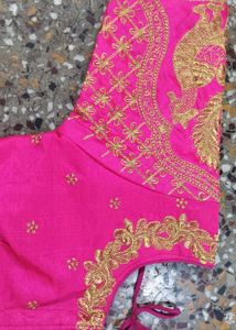 Pink Embroidered Sari Blouse