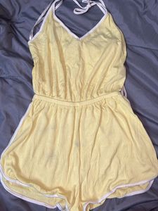 Cute Yellow Ribbed Romper