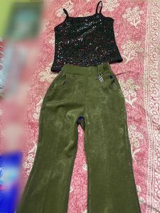 Sparkling Sequin Top &amp; Olive Trousers