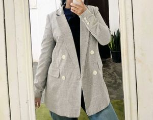 H&M Stylish Grey Double Breasted Blazer