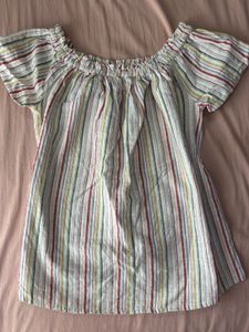 coquette Striped Off-Shoulder Top