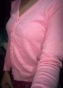 Pink Button-Down Cardigan