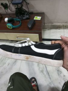 Black Canvas Sneakers with White Accents