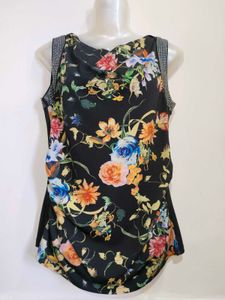 Women's Black Floral Print Sleeveless Top 34"-38"