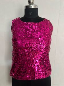 Sparkling Pink Sequin Sleeveless Top