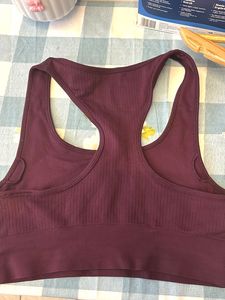 Ribbed Maroon Sports Bra