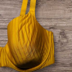 Vibrant Yellow Textured Bra
