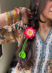 Crochet Lotus Flower Hair Tie 🪷