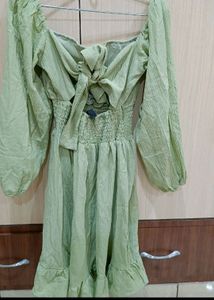 Sage Green Ruffle Mini Dress