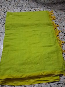 Vibrant Lime Green Saree with Tassels