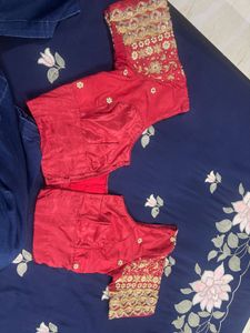 Embroidered Red Silk Blouse