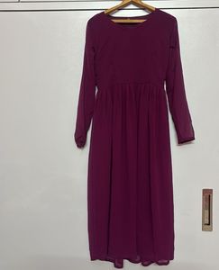 solid georgette flared kurta for women (purple)