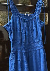 Vibrant Blue Tie-Strap Midi Dress