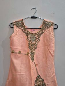 Peach &amp; Cream Embellished Lehenga Choli Set