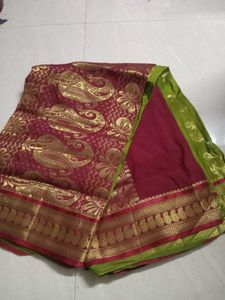 Elegant Red & Gold Paisley Saree