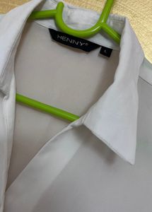 White 3/4 Sleeve Button-Down