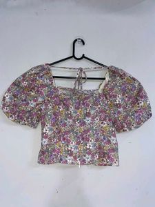 Floral Print Square Neck Top