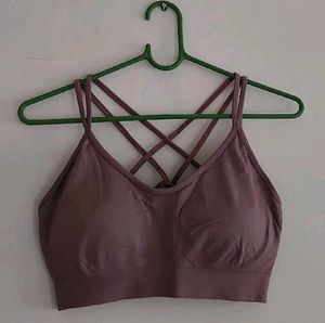 Strappy Seamless Sports Bra Padded ( Stretchable )