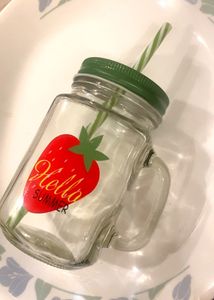 New Cute Strawberry "Hello Summer" Mason Jar