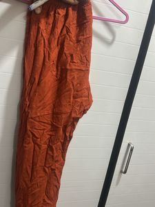 Rust Orange Embroidered Kurta with pant