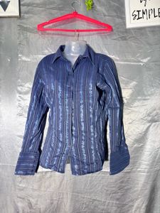 Zara Blue Striped Button-Up Shirt