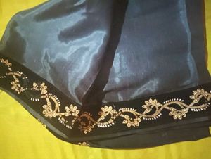 Grey Saree with Embroidered Border