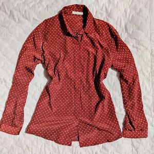 Chic Polka Dot Button-Up Shirt ventage vibe