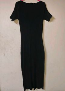 anko Black Ribbed Midi Dress