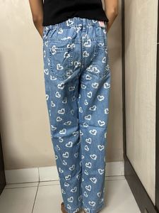 Heart Print Denim Jeans
