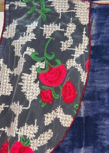 Blue &amp; Beige Printed Sleeveless Kurta