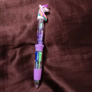 Unicorn 4-in-1 Multicolor Pen with Glitter Liquid