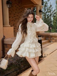 Elegant Ruffled Chiffon Mini Dress 🦢🤍