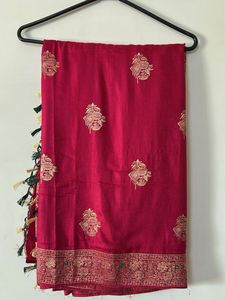 Elegant Pink Banarasi Silk Saree with Blouse Piece