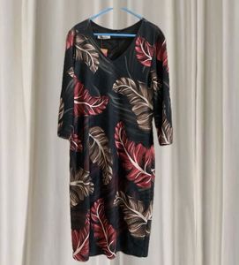 Feather Print Midi Dress