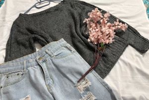 🎉🌷Buy1 Get1 Free🎉Sparkly Grey Knit Sweater