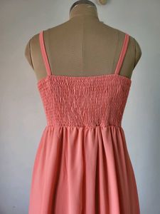 Elegant Coral Maxi Dress with Sequins