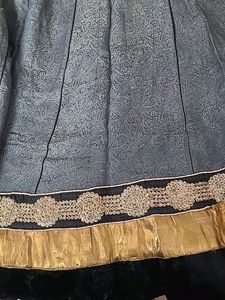 Black Grey Bronze Lehenga With Velvet Koti