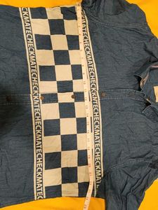 Denim Shirt with Checkered Detail