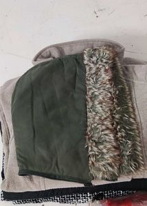 Madame Stylish Green Padded Jacket with Faux Fur