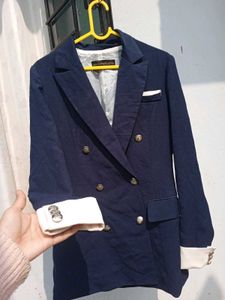 Navy Blue Double-Breasted Blazer